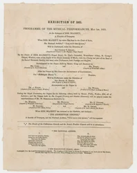 Gran Exposición de 1851. Programa de actuaciones musicales, 1 de mayo de 1851