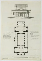 Plano del piso inferior de las Salas de Asamblea, Bath, grabado por Charles Hullmandel