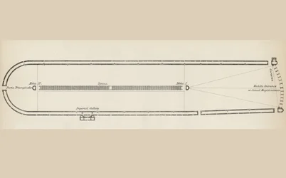 Plano de un circo romano típico, de La Enciclopedia Nacional, publicada por William Mackenzie, Londres, finales del siglo XIX