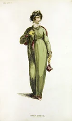 Vestido de media tarde, lámina de moda de Ackermann