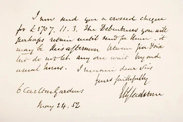 Caligrafía y firma de William Eward Gladstone