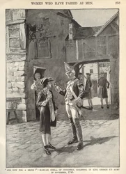 Hannah Snell, alistándose en el ejército del Rey Jorge II, ilustración de 