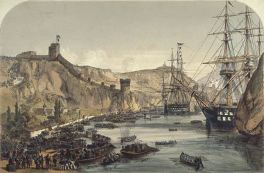 Puerto de Balaklava mirando hacia el Mar Negro, 1859