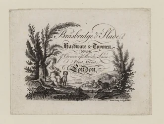 Ferretería y juguetería, Brasbridge y Slade, tarjeta comercial