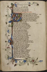 Harley 1758, f.56v Borde de barra e inicial 