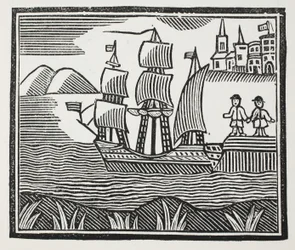 Zarpa en su viaje aventurero, ilustración de Chap-books del siglo XVIII de John Ashton, pub. 1882