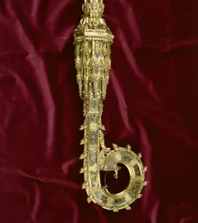 Cabeza y gancho del báculo de William of Wykeham (c.1320-1404): lado de Pablo (plata dorada) (detalle)