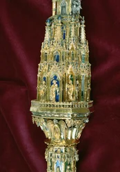 Cabeza del báculo de William of Wykeham (c.1320-1404): lado de Pedro (plata dorada) (detalle)