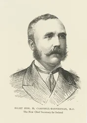 Henry Campbell-Bannerman como Secretario Jefe para Irlanda (grabado)
