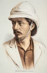 Henry Stanley FRGS, ilustración de The Pictorial Edition of the Life and Discoveries of David Livingstone por J. Ewing Richie, pub. por A. Fullarton & Co., 1876