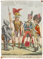 Héroes en Consejo - o una disputa militar sobre el vestido, c.1820