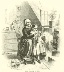 Hetty aprendiendo a tejer