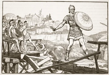 Horacio Cocles defendiendo el puente
