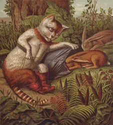 Ilustración para El gato con botas (litografia en color)