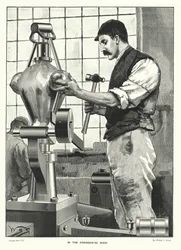 En el taller de ingeniería (grabado)