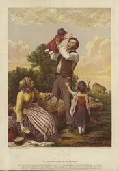 En el campo de heno con papá