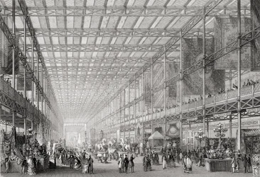 Interior de la Gran Exposición Industrial de 1851 en Hyde Park de Cyclopaedia of Useful Arts & Manufactures, editado por Charles Tomlinson, c.1880s