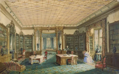 Interior de una biblioteca victoriana