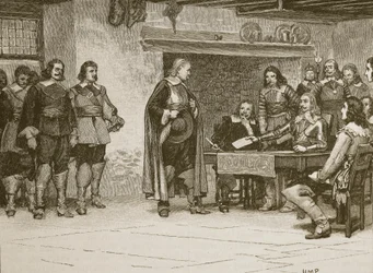 Entrevista entre Carlos y el Conde de Denbigh, ilustración de Cassells Illustrated History of England
