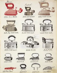 Planchas, de un catálogo comercial de bienes y accesorios domésticos, c.1890-1910