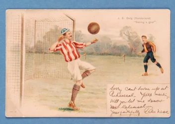 J.E. Doig (Sunderland) salvando un gol