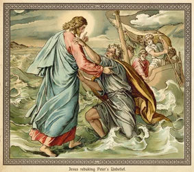 Jesús reprendiendo la incredulidad de Pedro
