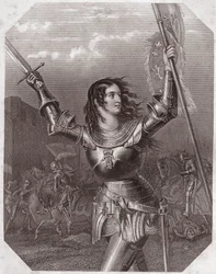Juana de Arco (tragedia de Enrique VI en cinco actos) - en - “” Galerie des femmes de Shakespeare, colección de cuarenta y cinco retratos serios por los primeros artistas de Londres, enriquecidos con notas críticas y literarias””” alrededor de 1838