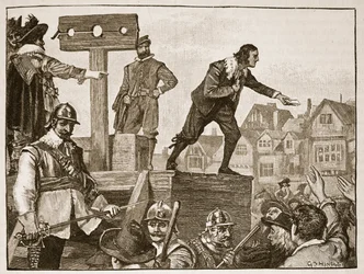 John Lilburne en la picota, ilustración de la Historia Ilustrada de Inglaterra de Cassell