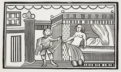 José y su amante, ilustración de Chap-books of the Eighteenth Century por John Ashton, pub. 1882