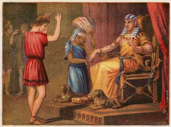 José ante el Faraón (litografía en color)
