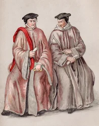 Jueces en sus túnicas durante el reinado de Isabel I, de 
