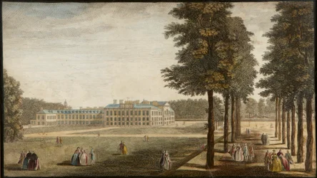 Palacio de Kensington, c.1740-60 (grabado coloreado a mano)