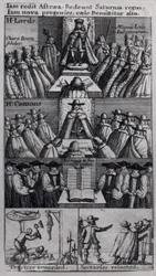 Rey Carlos II (1630-85) con las Casas del Parlamento, 1660