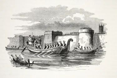 El rey Edgar remado por ocho reyes en el río Dee, pub. siglo XIX