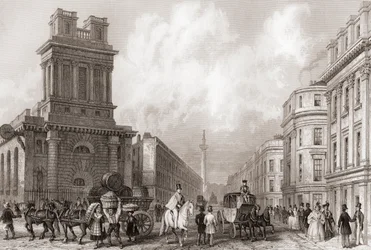 King William Street y St Mary Woolnoth, Londres, Inglaterra