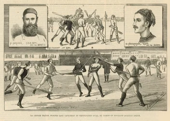 Partido de lacrosse jugado el sábado pasado en Kennington Oval por el Norte de Inglaterra contra el Sur