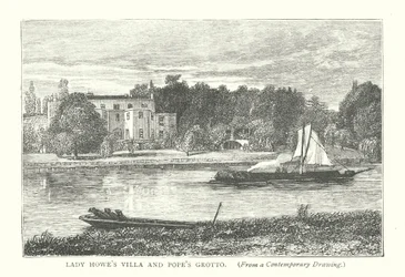 Villa de Lady Howe y Gruta de Pope (grabado)