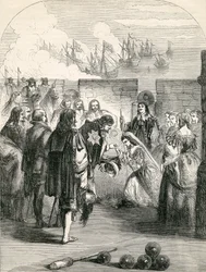 Desembarco de la Princesa Henrietta, ilustración tomada de la Historia Ilustrada de Inglaterra de John Cassell, 1857