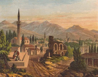 Paisaje en Tierra Santa (litografía en color)