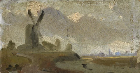 Paisaje con molino de viento