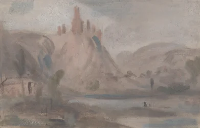 Paisaje con un castillo en una colina