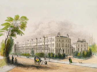 Lansdown Place, Cheltenham, grabado por litografía por M.D. Eichbaum, c.1845