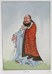Lao-Tzu (c.604-531 a.C.), ilustración de "Myths and Legends of China", de Edward T.C. Werner, pub. by George G. Harrap  Co.
