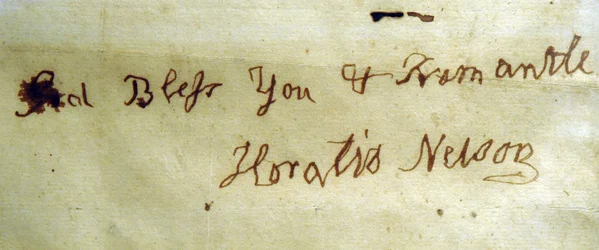 Escritura zurda del Almirante Lord Nelson
