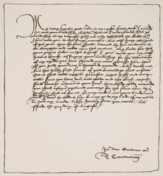 Carta de Cranmer a Cromwell agradeciéndole por obtener la autoridad del Rey para la Biblia inglesa de Matthew, 1537, de The Church of England: A History for the People por H.D.M. Spence-Jones