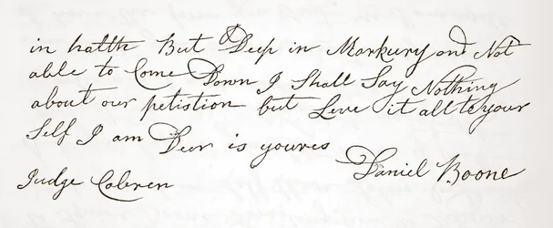 Carta de Daniel Boone al juez John Cobren, original fechado el 5 de octubre de 1809