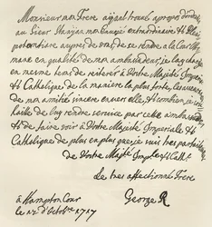 Carta de Jorge I a Carlos VI, 1717, publicada en 