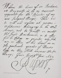 Carta del Príncipe Ruperto, junio de 1643