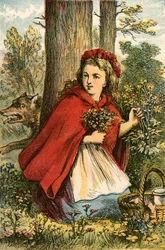 Caperucita Roja recogiendo flores