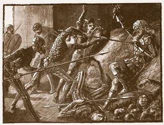 La última lucha de Llewelyn, ilustración de Cassells Illustrated History of England